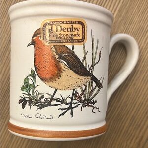 DENBY Birds Of Britain Robin Stoneware Mug By John Morland Vintage 1980s